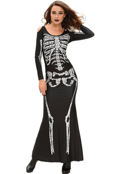 Lang skelet kostume kjole