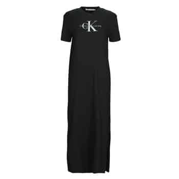 Lange kjoler Calvin Klein Jeans MONOLOGO RIB LONG T-SHIRT DRESS